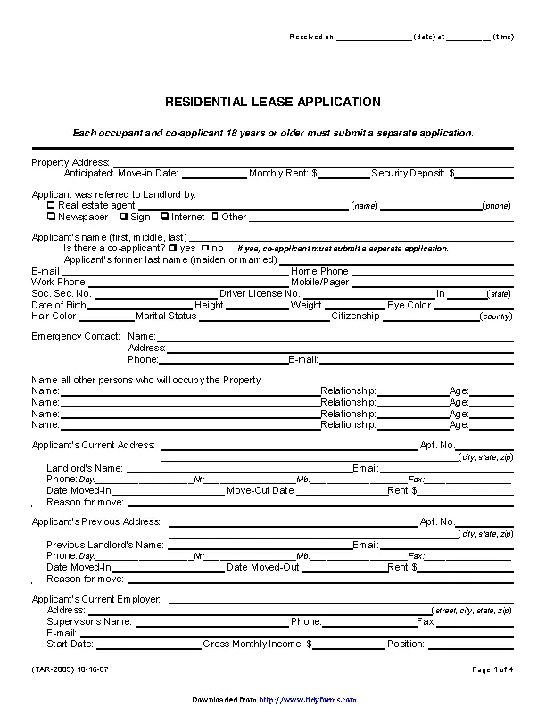 Texas Rental Application Form Pdfsimpli 8698