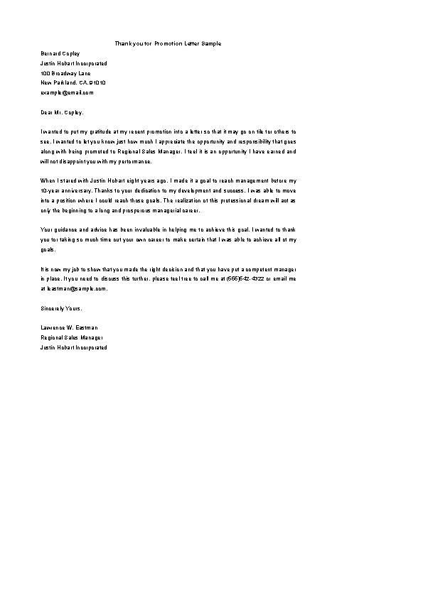 Thanks Letter For Promotion Template Free Download - PDFSimpli