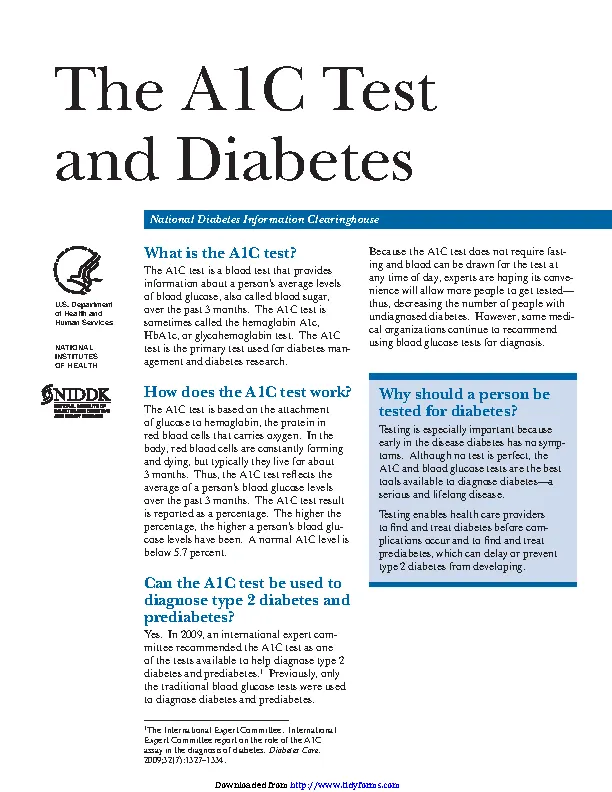The A1C Test And Diabetes PDFSimpli
