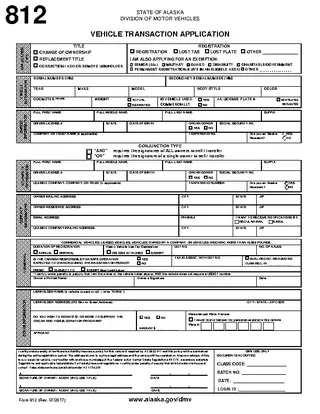 Forms Alaska Vehicle Transaction Application Form 812