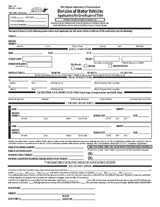 Forms Application For Certificate Of Title For Motor Vehicle Dmv 1 Tr