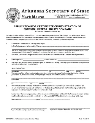 Forms Arkansas Certificate Of Registration