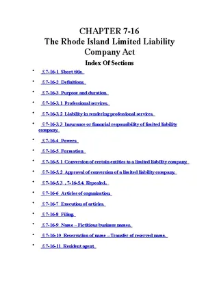 Chapter 7 16 The Rhode Island Limited Liability Company Act