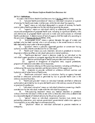 Forms Chapter 24 Article 7A New Mexico Uniform Health Care Decisions Act
