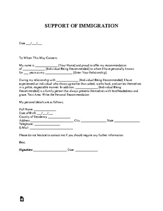 Forms Character Reference Letter For Immigration
