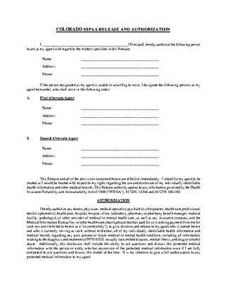 Forms Colorado Hipaa Medical Release Form