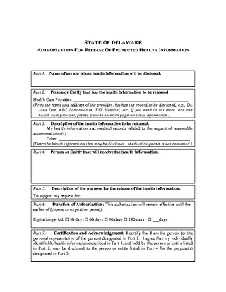 Forms Delaware Hipaa Medical Release Form