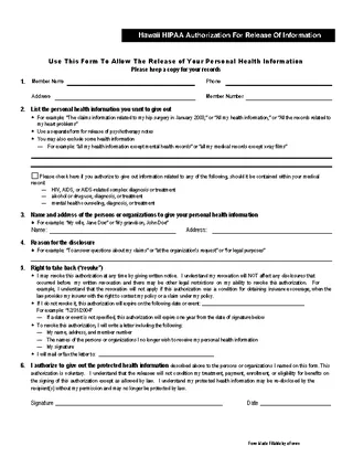 Forms Hawaii Hipaa Medical Release Form
