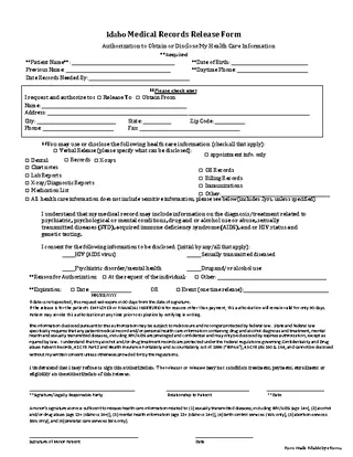 Forms Idaho Hipaa Medical Records Release Form