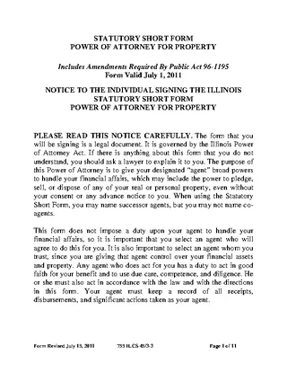 Illinois Durable Power Of Attorney Form