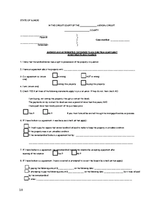 Forms Illinois Eviction Answer Form