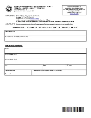 Forms Indiana Certificate Of Authority