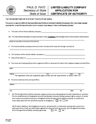 Forms Iowa Certificate Of Authority