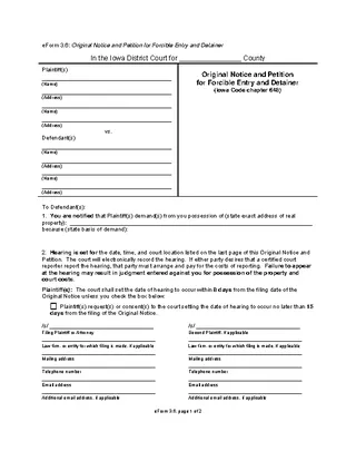 Forms Iowa Original Notice And Petition For Forcible Entry And Detainer