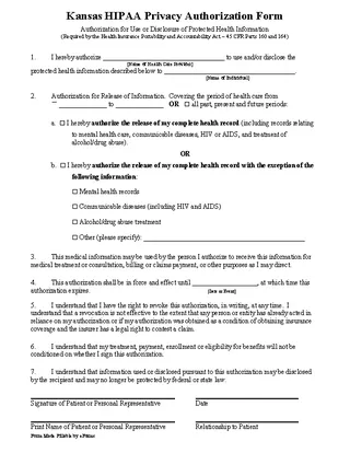 Kansas Hipaa Medical Release Form