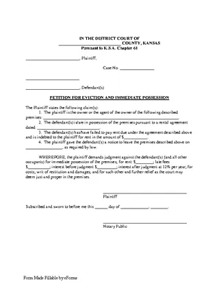 Forms Kansas Petition For Eviction Form