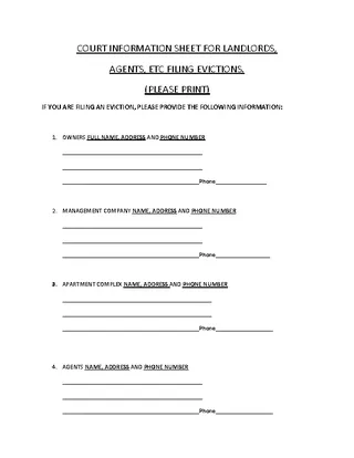 Louisiana Court Information Sheet