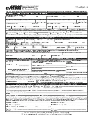Forms Maryland Application For Certificate Of Title Form Vr 005