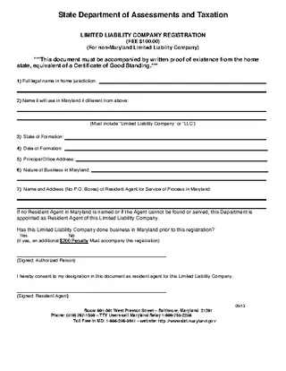 Forms Maryland Foreign Llc Registration