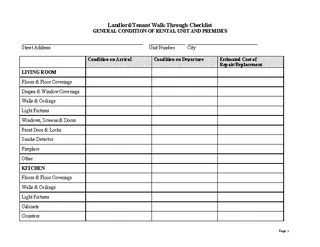 Forms Massachusetts Move In Inspection Checklist Form