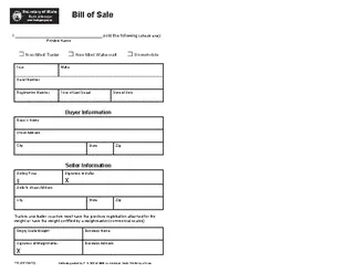 Michigan Motor Vehicle Bill Of Sale Form Tr 207