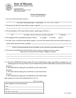 Forms Missouri Articles Of Organization