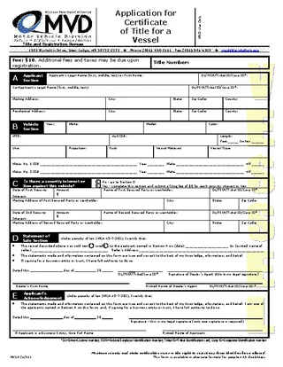 Forms Montana Application For Vessel Certificate Of Title Mv1A