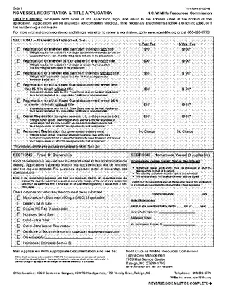 Forms Nc Vessel Registration Title Application Vl1