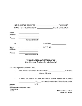 Forms Nevada Tenant Answer Form Non Payment Of Rent