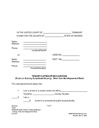 Forms Nevada Tenant Answer Form Subsidized Housing