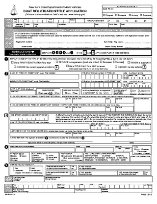 New York Boat Registration Title Application Form Mv82B