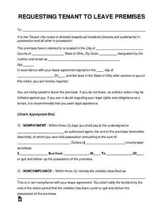 Forms Ohio Eviction Notice To Quit Form