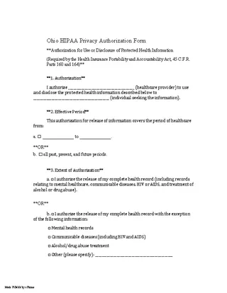 Ohio Hipaa Medical Release Form