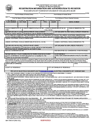 Forms Ohio Registration Information And Authorization To Register Bmv5736