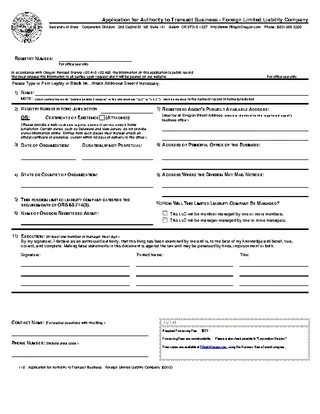 Forms Oregon Application For Authority