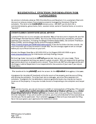 Oregon Eviction Information For Landlords