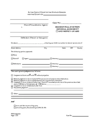 Forms Oregon Eviction Judgment Form