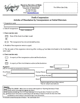 Forms P Articlesdissolutionincorporators Directors