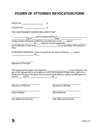 Power Of Attorney Revocation Form