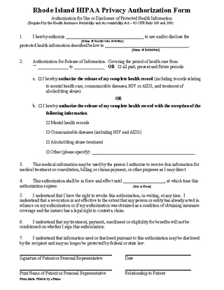 Forms Rhode Island Hipaa Medical Release Form