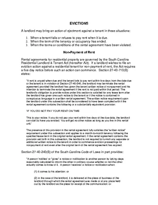 Forms South Carolina Eviction Process Instructions
