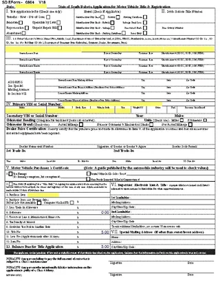 Forms South Dakota Application For Motor Vehicle Title Registration Mv 608