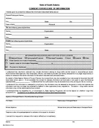 Forms South Dakota Hipaa Medical Release Form