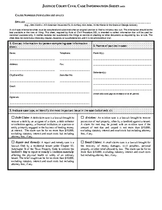 Forms Tx Case Information Sheet