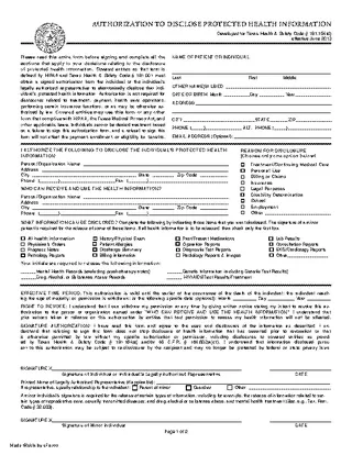 Forms Texas Hipaa Medical Release Form