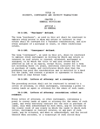 Title 34 Property Conveyances And Security Transactions