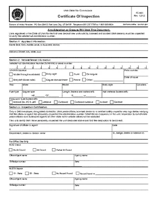 Forms Utah Certificate Of Inspection Tc 661