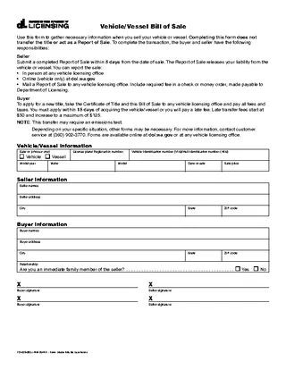 Forms Washington State Motor Vehicle Bill Of Sale Form Td 420 065