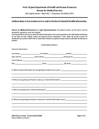 West Virginia Hipaa Medical Release Form