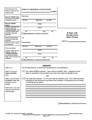 Forms Wisconsin Eviction Answer Form